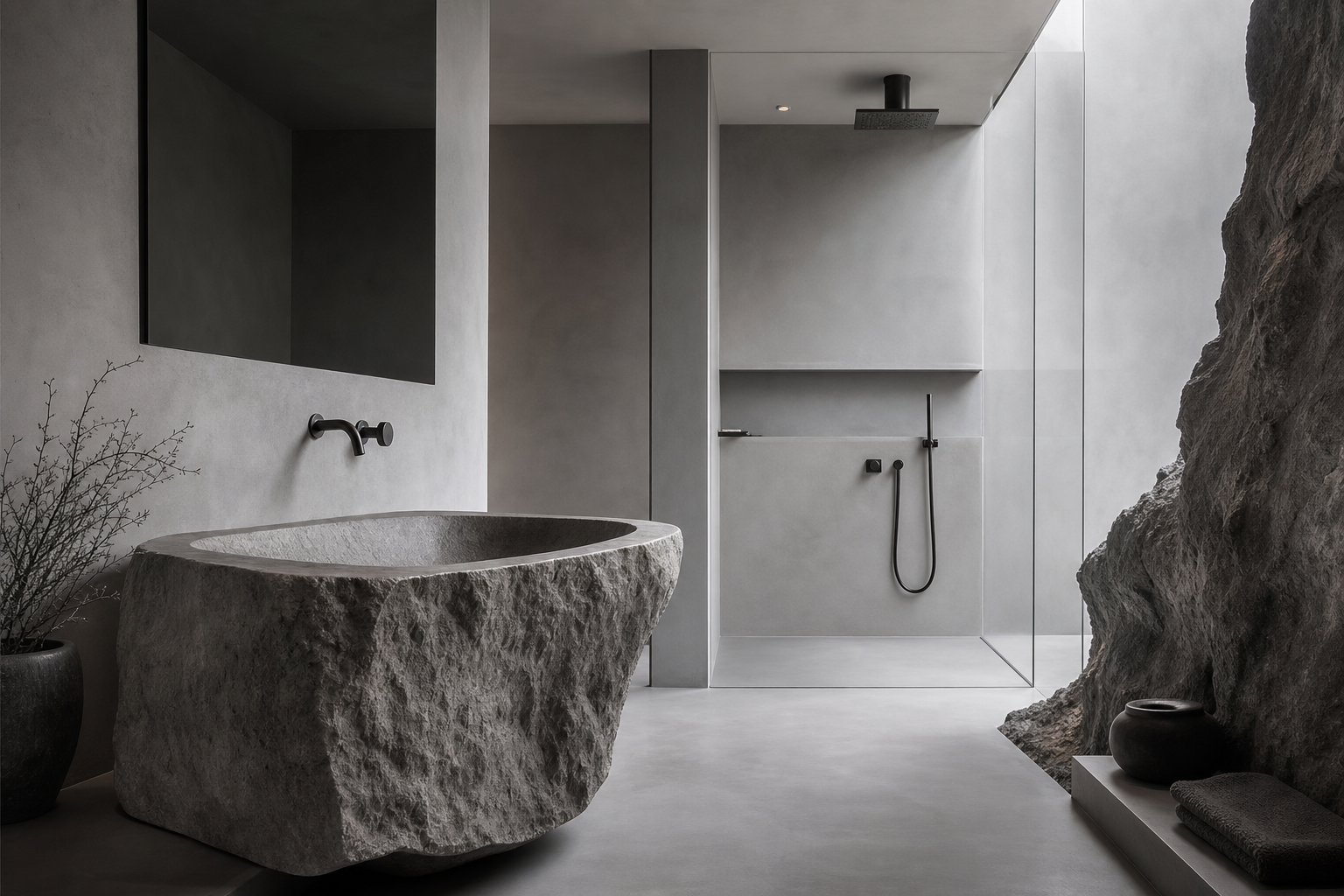 Bagno materico in microcemento